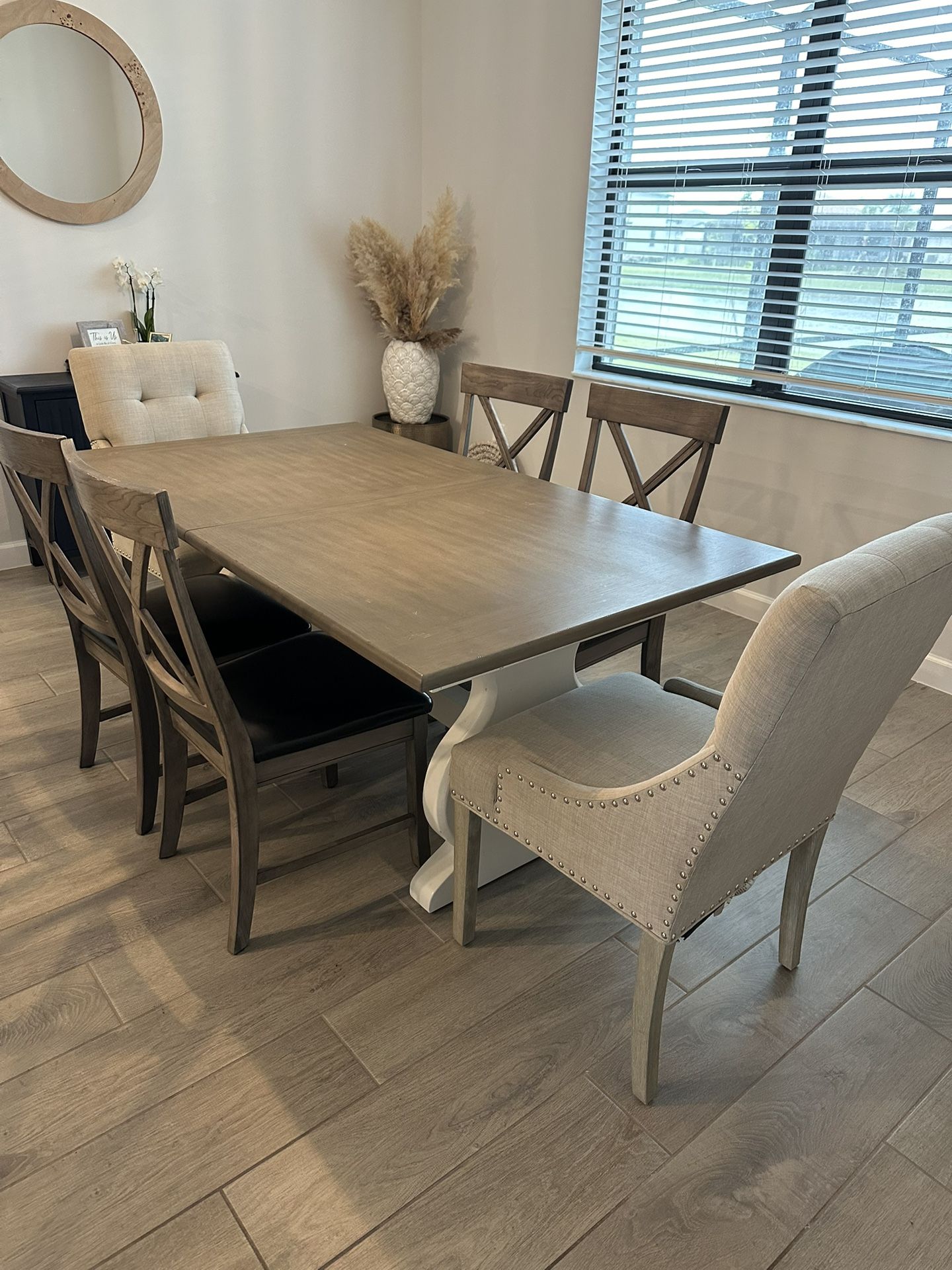 Farmhouse/ Coastal Dining Room Table & Chairs Set