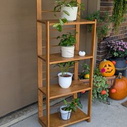 Vintage Solid Wood CottageCore Bookcase 4 Tiered Plant Stand 
