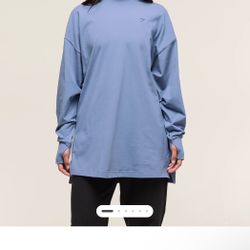 Gymshark Covered Longline Cotton Long Sleeve Top - Blue