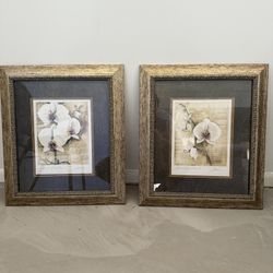 Set of 2 Signed Watercolor Orchids
