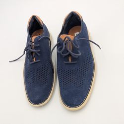 Steve Madden Mens Vaelen Leather Low Top Lace Up Contrast Navy Suede Size 8.5