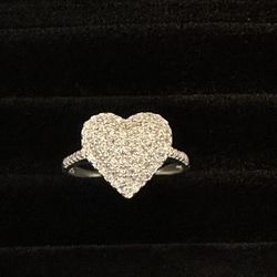Silver Heart Shaped Ring Size 7