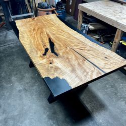Custom Maple And Black Epoxy Table