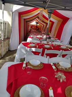 CANOPY, TABLES AND CHAIRS 