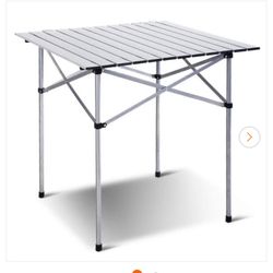 Eastman Aluminum 28 in. H Outdoor Bistro Table Roll Up Portable folding Camping Picnic Table w