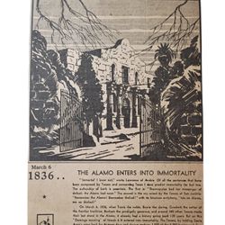 1930’s The Alamo Original Newspaper Article 
