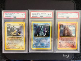 2001 POKEMON NEO REVELATION #14 SUICUNE RAIKOU ENTEI HOLO PSA 8/7 SEQUENTIAL DOUBLE HOLO ERROR