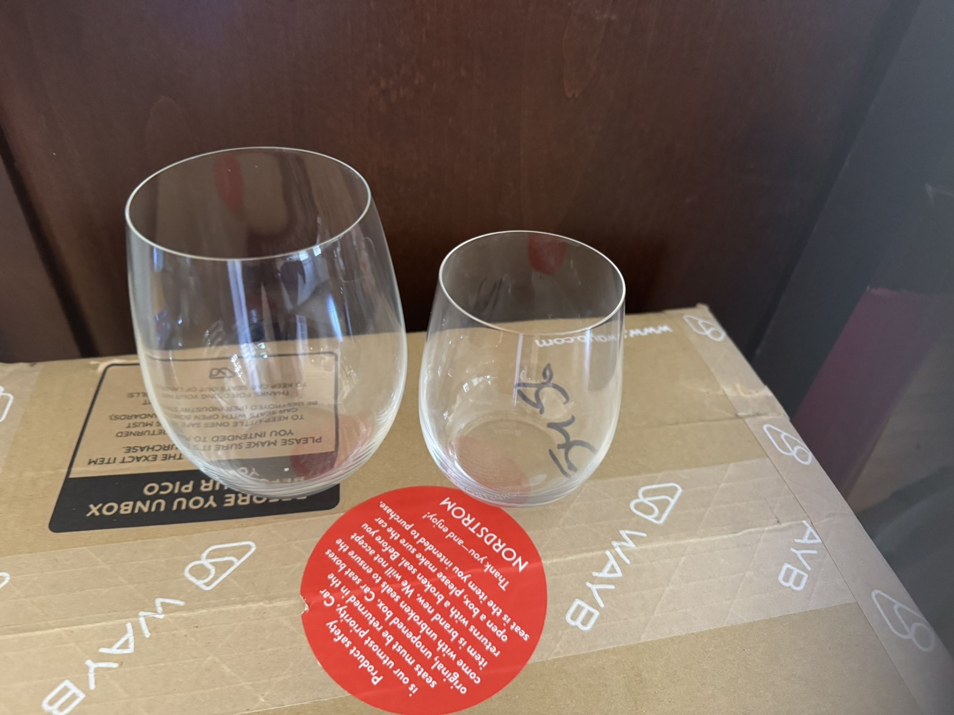Reidel Stemless Wine Glasses Red And White
