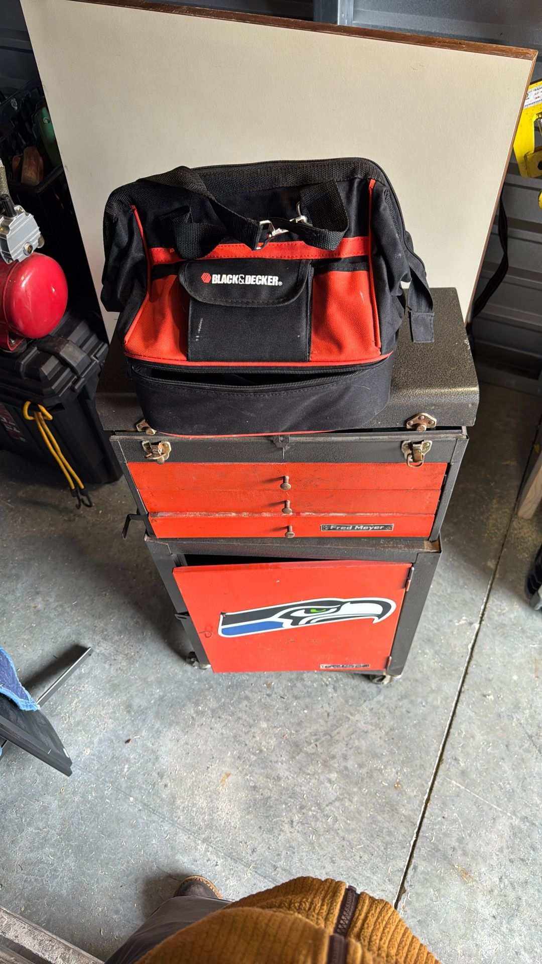 Old School Tool Box And Bag W/tools