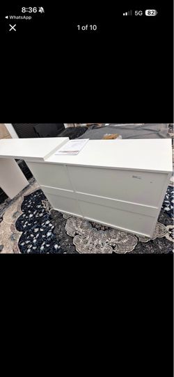 Royalcraft ZBD5002 White Desk with Storage Cabinet