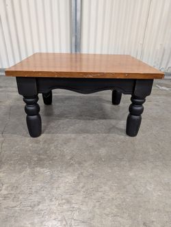Square Wood Accent Table with Black Turned Legs