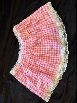 Pink and White Plaid Skirt