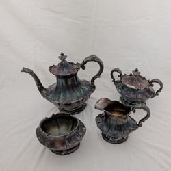 Vintage Tea Set In Fine Silver - Plated  Porcelain , Rosenthal Silver 20th Century 