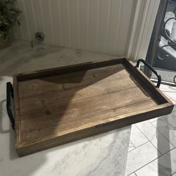 Magnolia Wooden Tray With Metal Handles