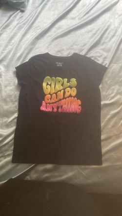 Girls black shirt with rainbow print