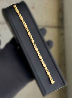 Jewelry 14k hollow yellow gold XO rhombus bracelet 8.00” 5.80mm 7.00g