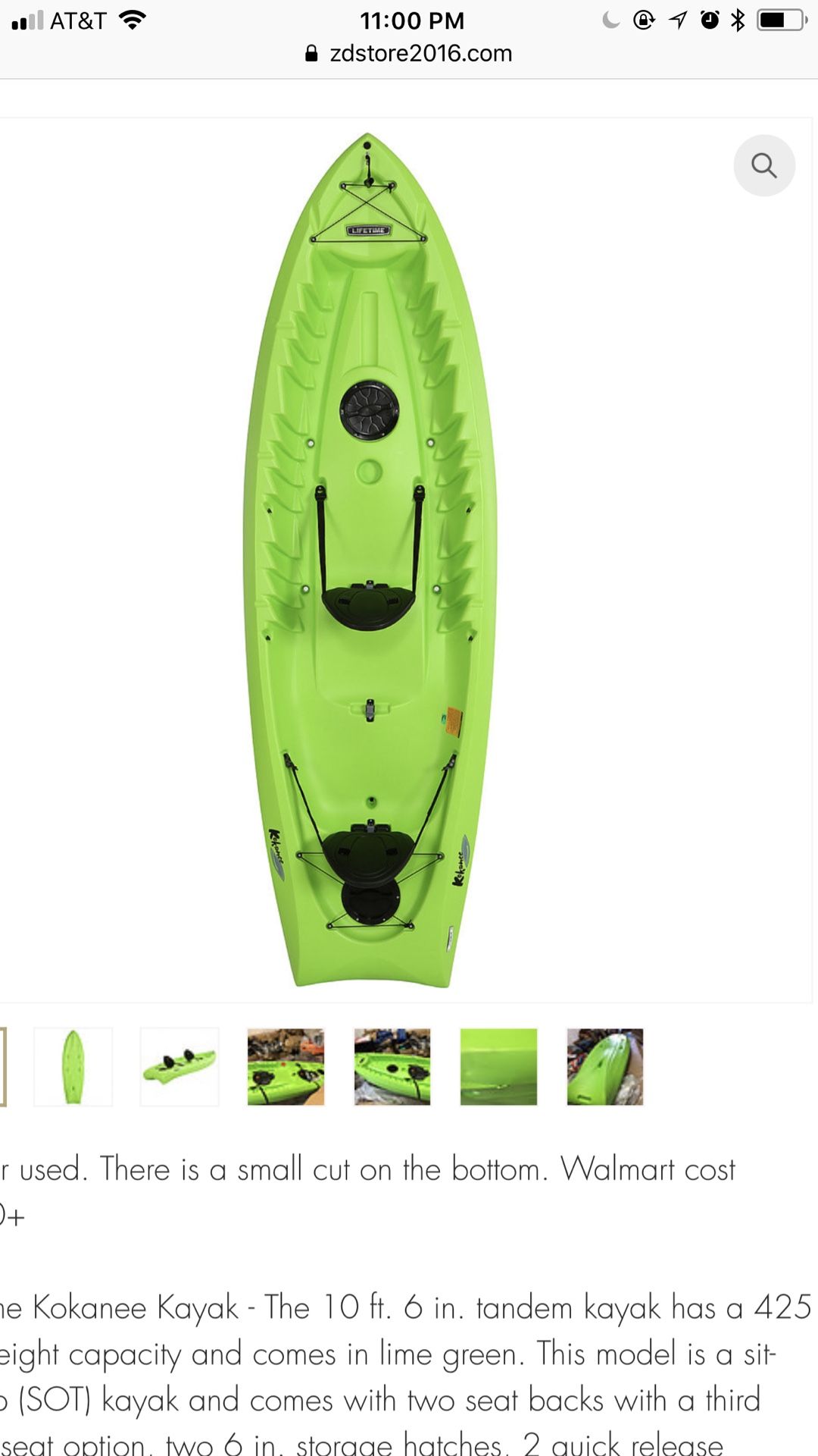 Lifetime Kokanee Tandem Sit On Top Kayak In Lime with 2 Backrests, 90436 10'6"