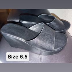 Black Wedge Sandals 