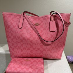 Coach Signature Tote and Zip Wallet NEW