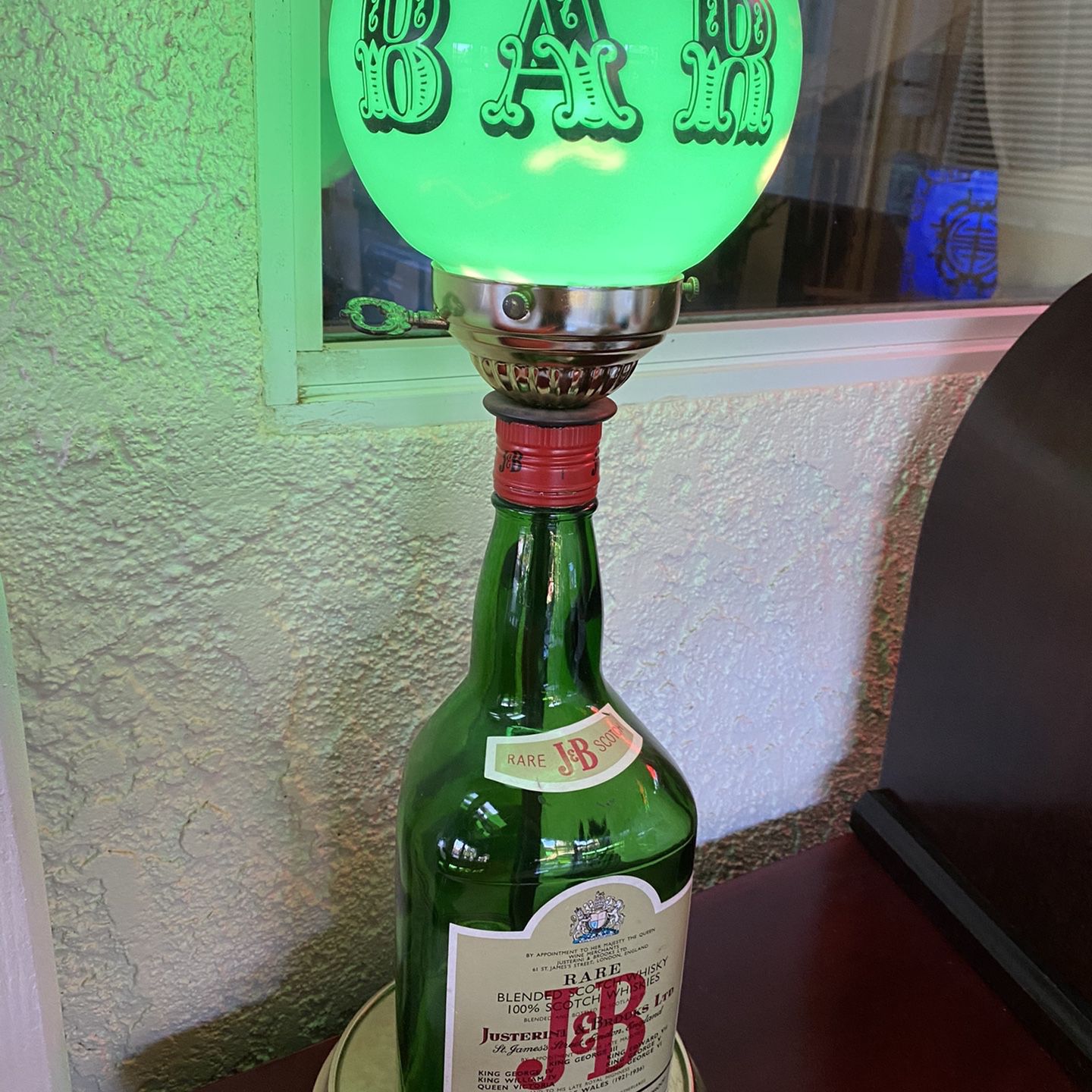 Whiskey Glass Bottle Lamp With Milk Glass Bar Globe Lamp