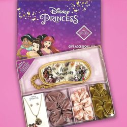 NWT-Disney Princess Gift Accessory Set, Eye Mask, Jewelry, Scrunchies