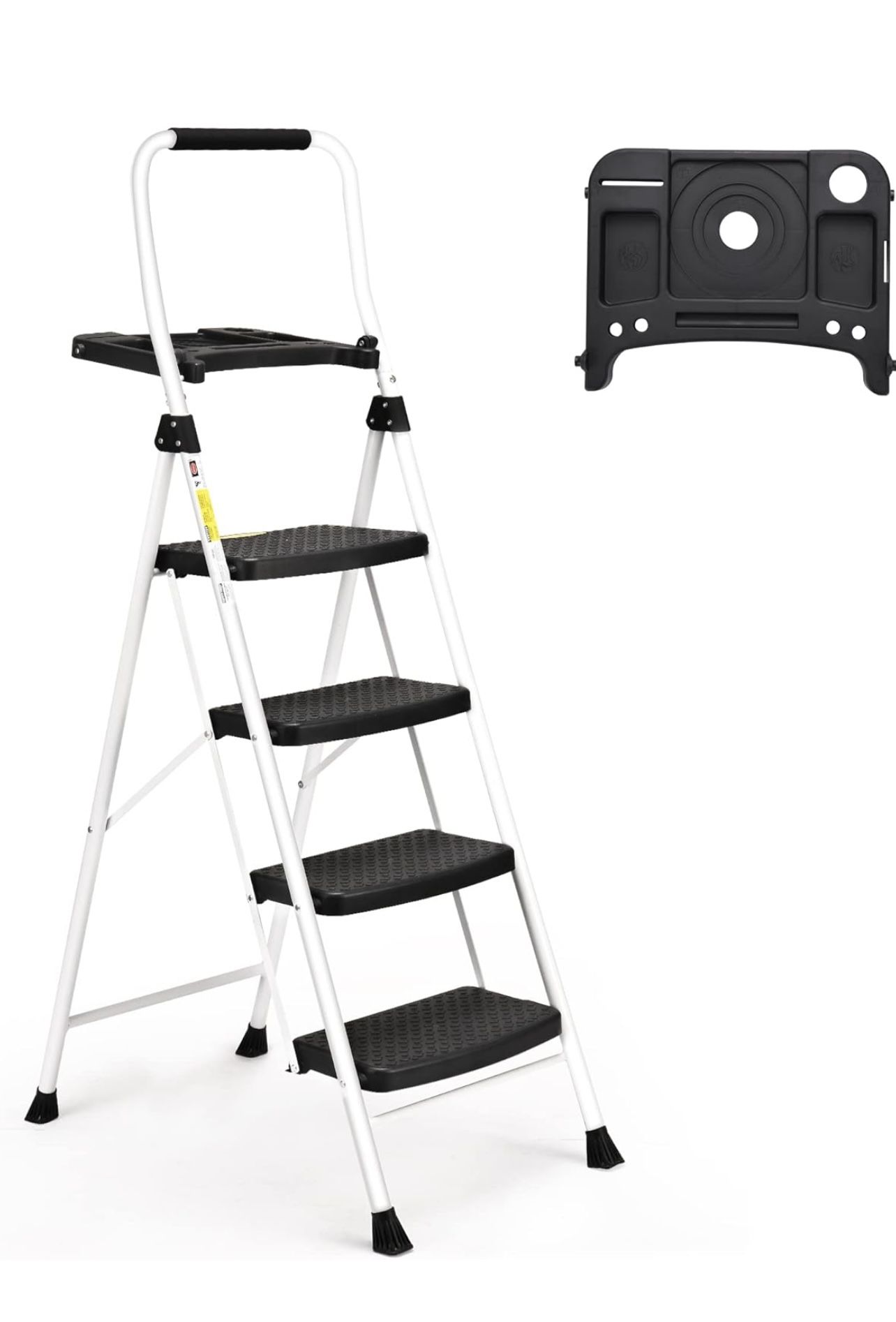 4-Step Folding Ladder with Tool Tray