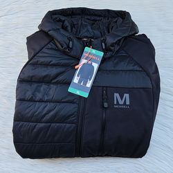 Merrell Men's Hooded Mixed Media Puffer Softshell Jacket Size XL
