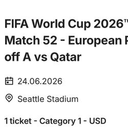 Qatar Vs TBD (Category 1 , 1 Single Ticket , Lumen Field , 