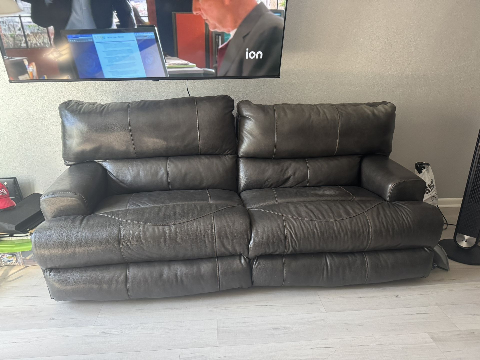 Double Reclining Leather Couch