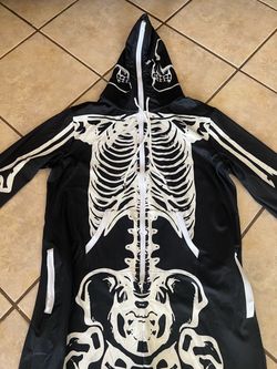 Skeleton Halloween Costume Jumpsuit with Hood