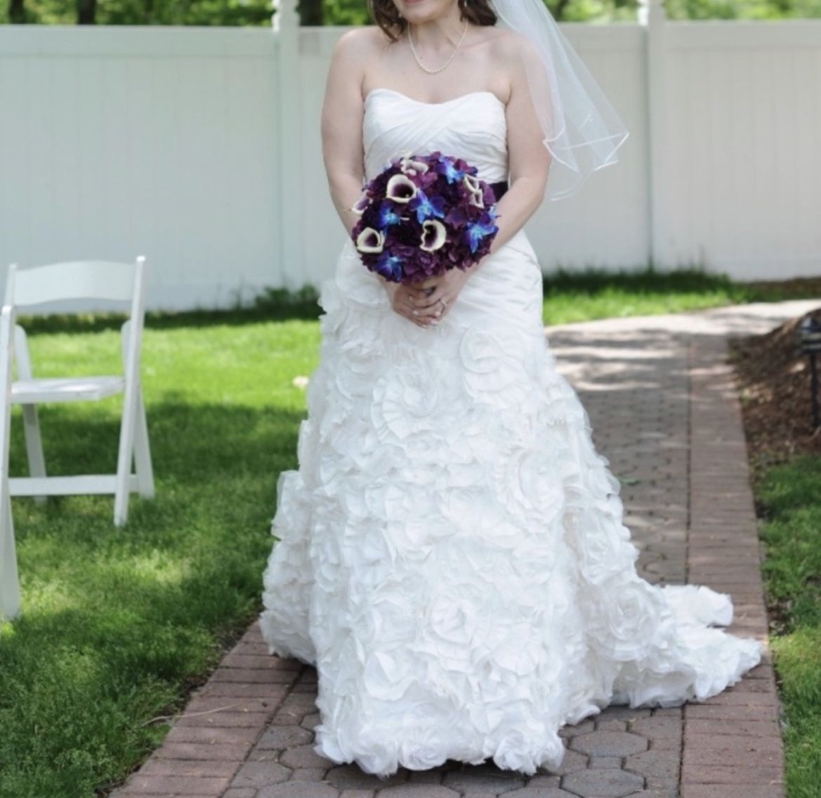 Galina Signature White Taffeta Wedding Gown