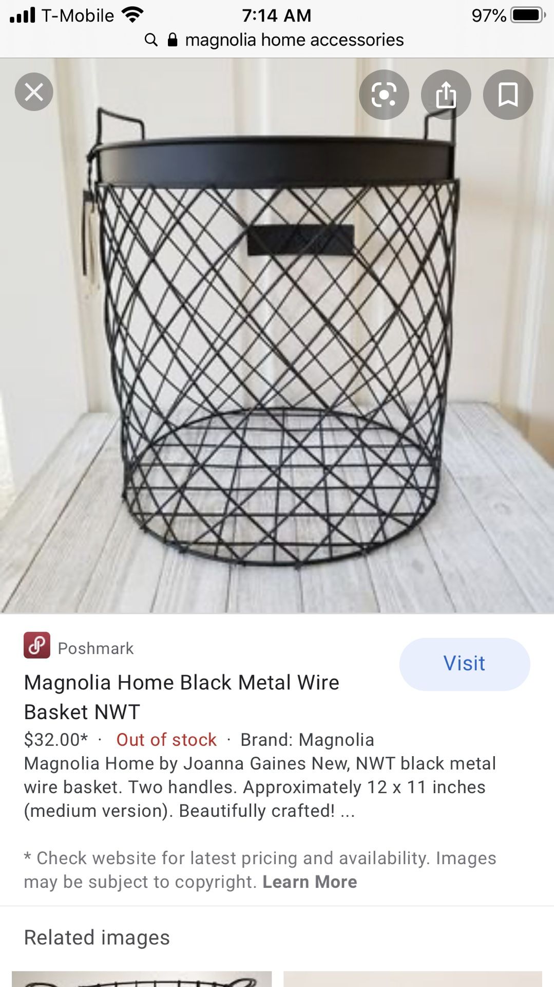 Magnolia home basket NWT