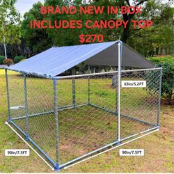 New In Box X Large Chain Linked  Dog Kennel heavy Duty Water Resistant Tarp Cover Secure Lock Dog Cage Fence Animal Yard 7.5 x 7.5 X 5.2 