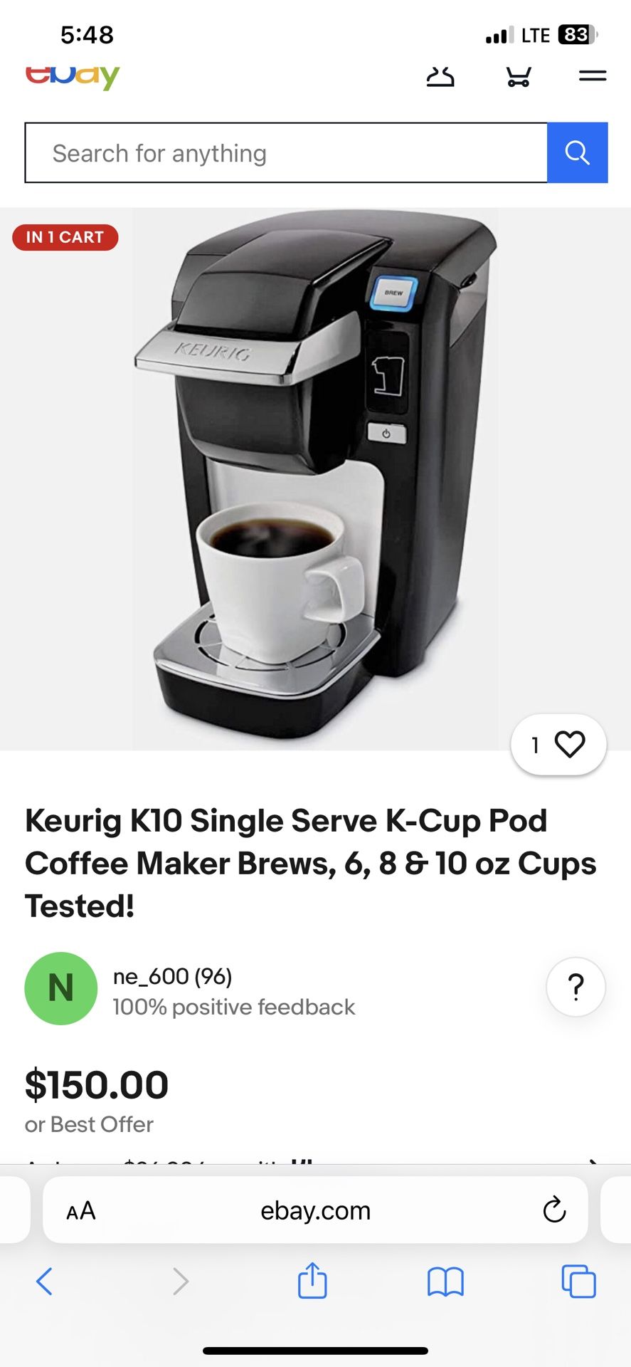 Keurig K10 Single