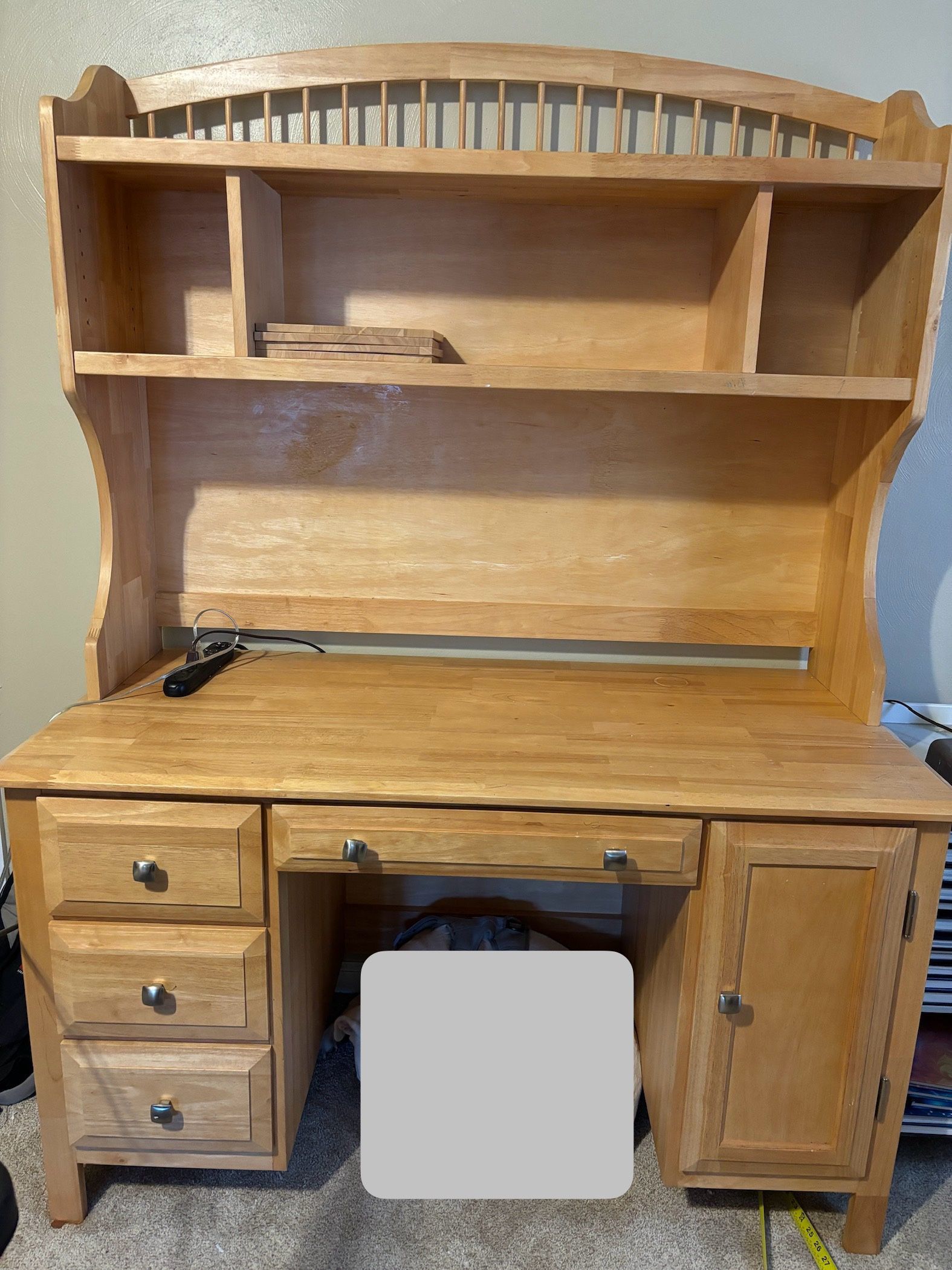 Solid Wood Desk And Hutch