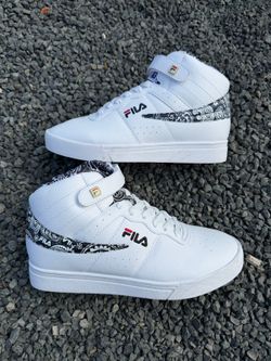FILA White High-Top Sneakers with Paisley Print Accent