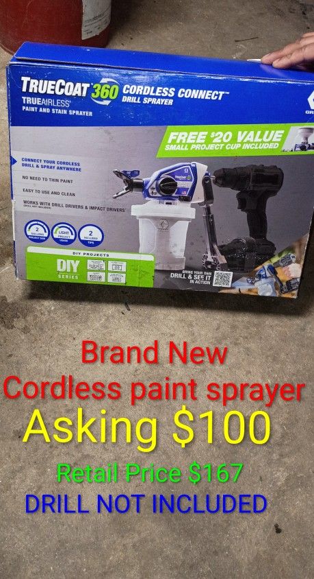 Brand New Cordless Paint Sprayer For A Drill