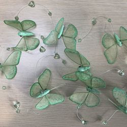 5 Green Sparkly Jems And Butterflies Garlands