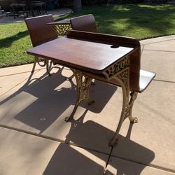 Antique School Desk And Chairs