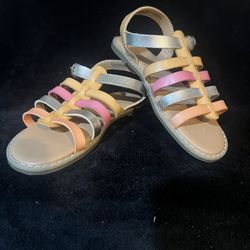 Girls Cat & Jack Sandals Tan Gold Peach Rose Comfortable Footwear
