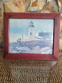 Calendar Framed Art Print Depicting The Pemaquid Point Lighthouse In Maine