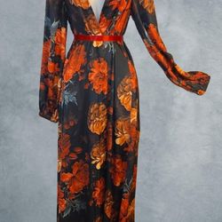 PERFECT THANKSGIVING HOLIDAY DRESS/SATIN ROBE (SMALL)