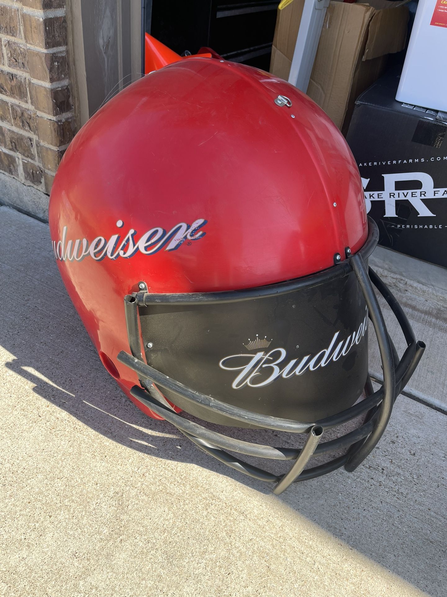 budweiser motorcycle helmet for sale 1984 Mario Andretti Signed Newman Haas IndyCar Replica Helme HUGE Hanging Budweiser Display Helmet