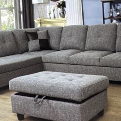 Brand new sectional couch with storage ottoman 