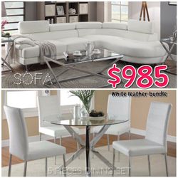 New white home bundle dining and sofa sectional