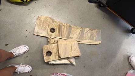 Cream Damask Grommet Curtain Panels