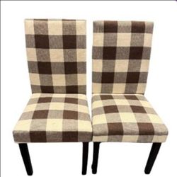 2 Brown Checked Dinning Chairs