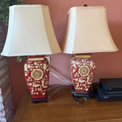 Lamps - Asian Style Pair  Ceramic 