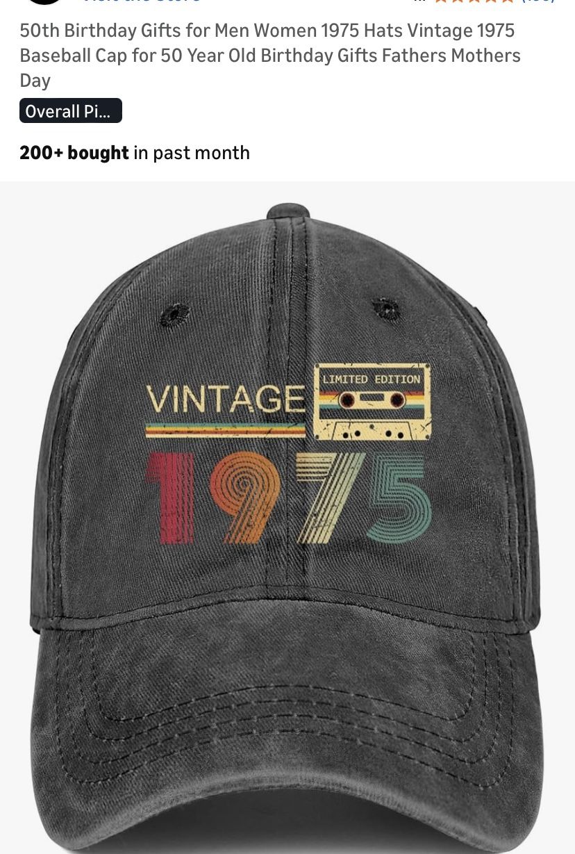 New 1975 Baseball Cap