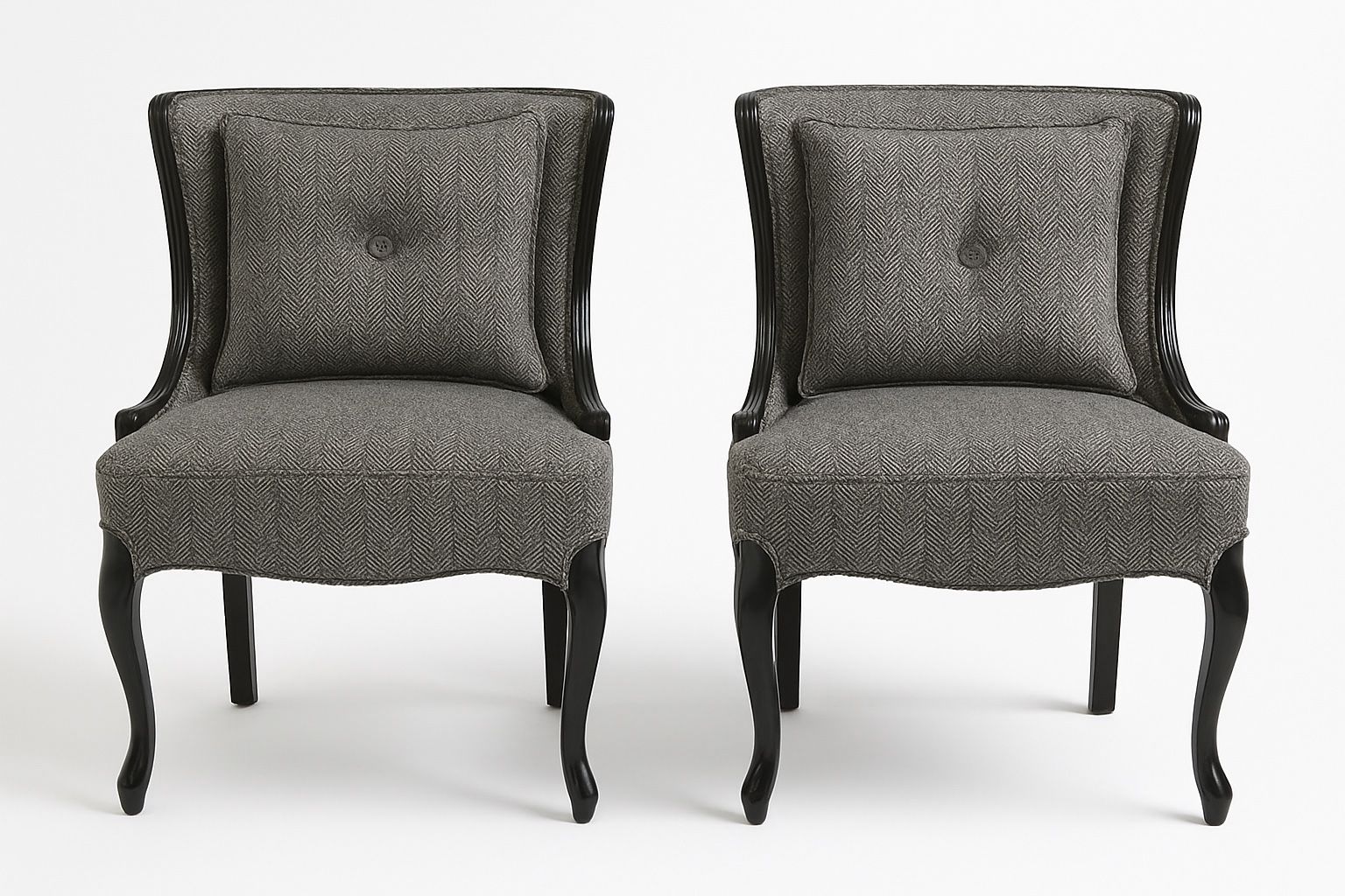 🪑 Vintage Reupholstered Accent Chairs – Set of 2 (Authentic Vintage Frames